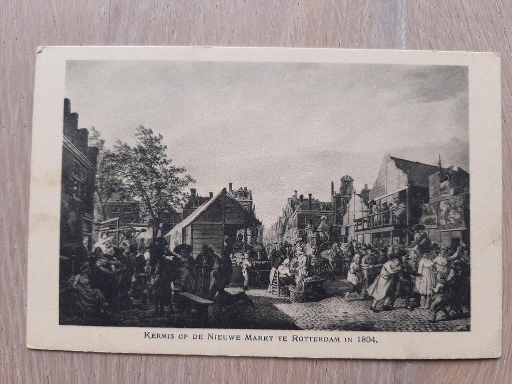 reclamekaart Chocolade, Rotterdam Kermis nieuwe Markt, 1915?, Ophalen of Verzenden, Voor 1920, Ongelopen, Zuid-Holland