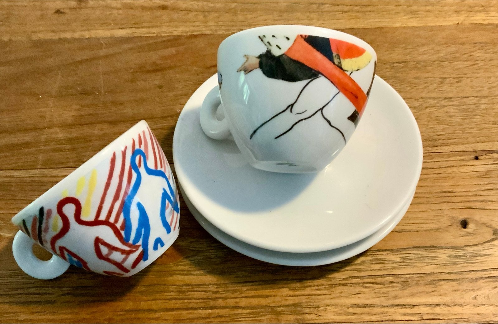 Illy Art Collection Sandro Chia 1997 koffiekop en schotel, Gebruikt, Vintage, Ophalen of Verzenden, Illy