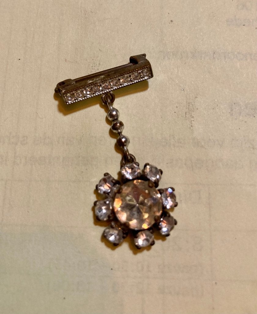 Vintage strass stenen boho kristallen broche costume Jewelry, Ophalen of Verzenden, Overige materialen, Broche