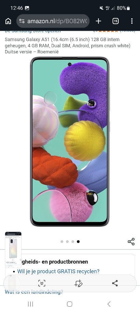 Samsung A51, Ophalen, Wit, Touchscreen, Nieuw