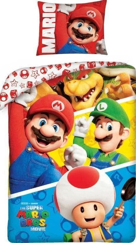 Super Mario eenpersoons Dekbedovertrek 140 x 200 cm - Katoen, Overige kleuren, Nieuw, Ophalen of Verzenden, Jongetje