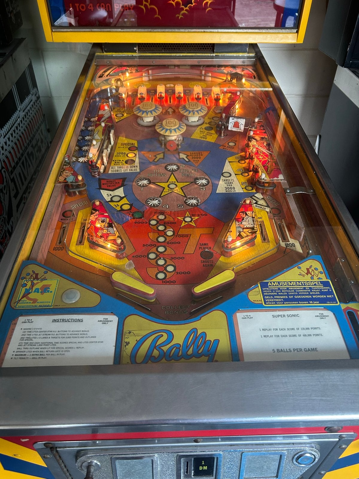Bally Supersonic Flipperkast - Vintage Speelplezier, Verzamelen, Automaten | Flipperkasten, Gebruikt, Mechanisch, Bally, Ophalen of Verzenden