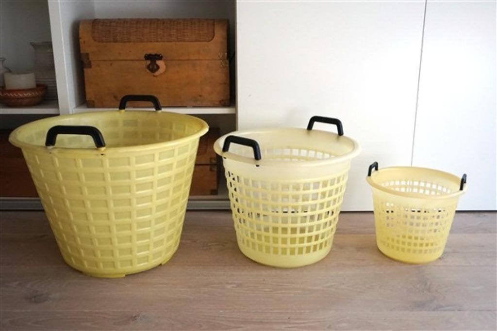 Set vintage wasmanden, Gebruikt, Geel, Overige typen, Ophalen of Verzenden