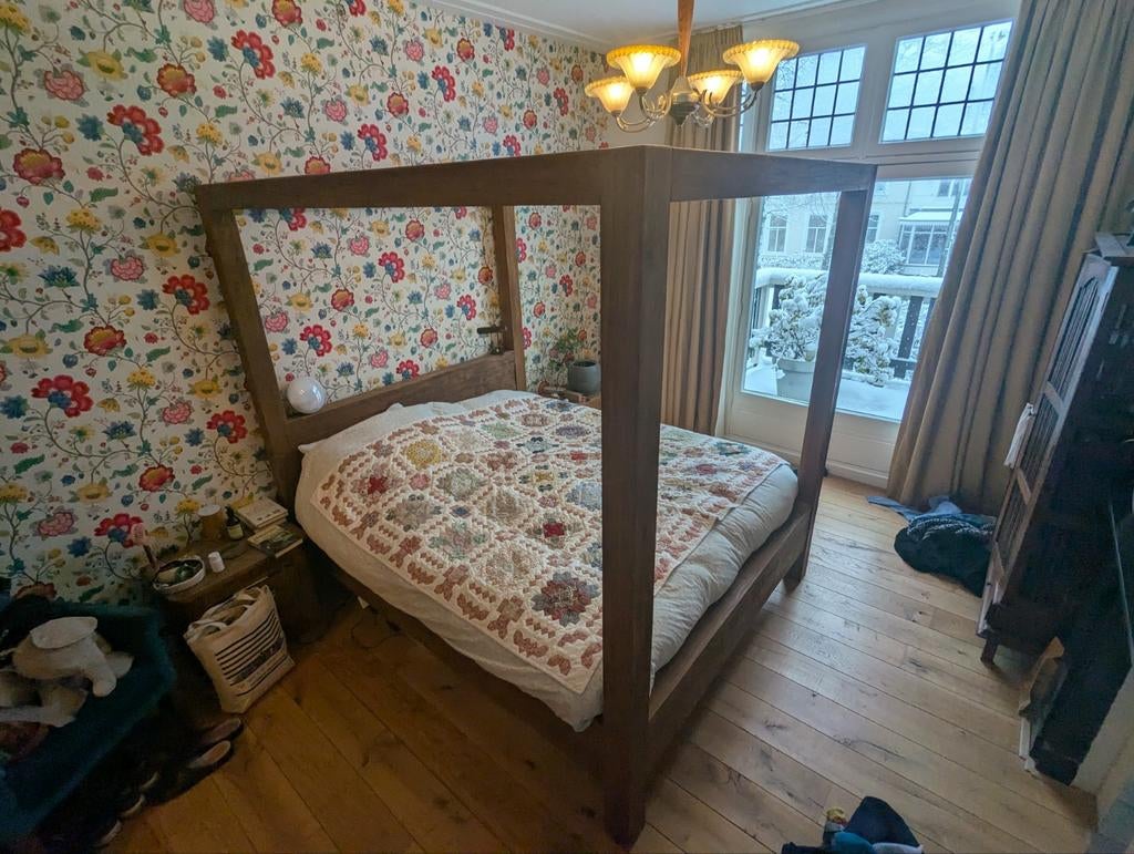 Goossens hemelbed ombouw met nachtkastjes, Huis en Inrichting, Slaapkamer | Bedden, Ophalen, Gebruikt, Bruin, Landelijk, Robuust