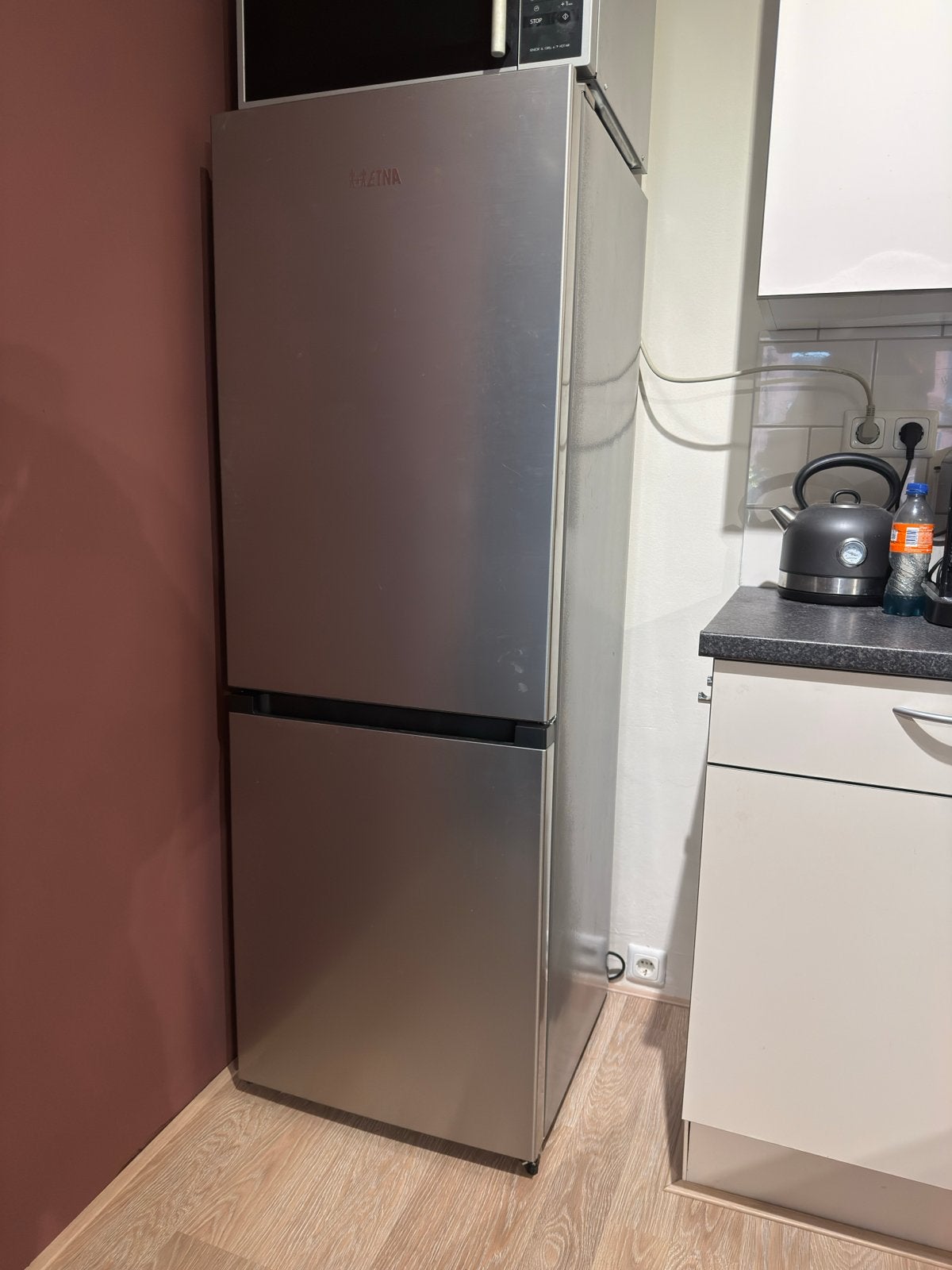 ETNA KCV161RVS Koel/vriescombinatie - RVS Look, Witgoed en Apparatuur, Gebruikt, 200 liter of meer, Met aparte vriezer, 45 tot 60 cm