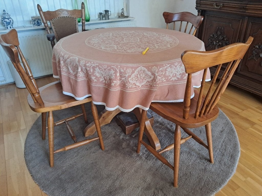 ronde vintage eethoek, Huis en Inrichting, Ophalen, Gebruikt, 4 tot 6 stoelen