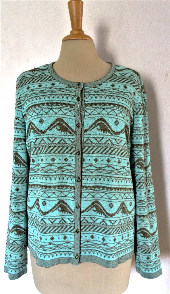 Mooi groen/bruin print vestje van Lucia! 42, Verzenden, Zo goed als nieuw, Maat 42/44 (L), Groen