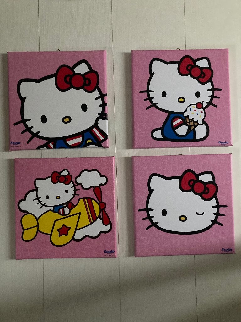 Hello kitty schilderijtjes, Ophalen, Zo goed als nieuw, Ophangbaar, Wanddecoratie