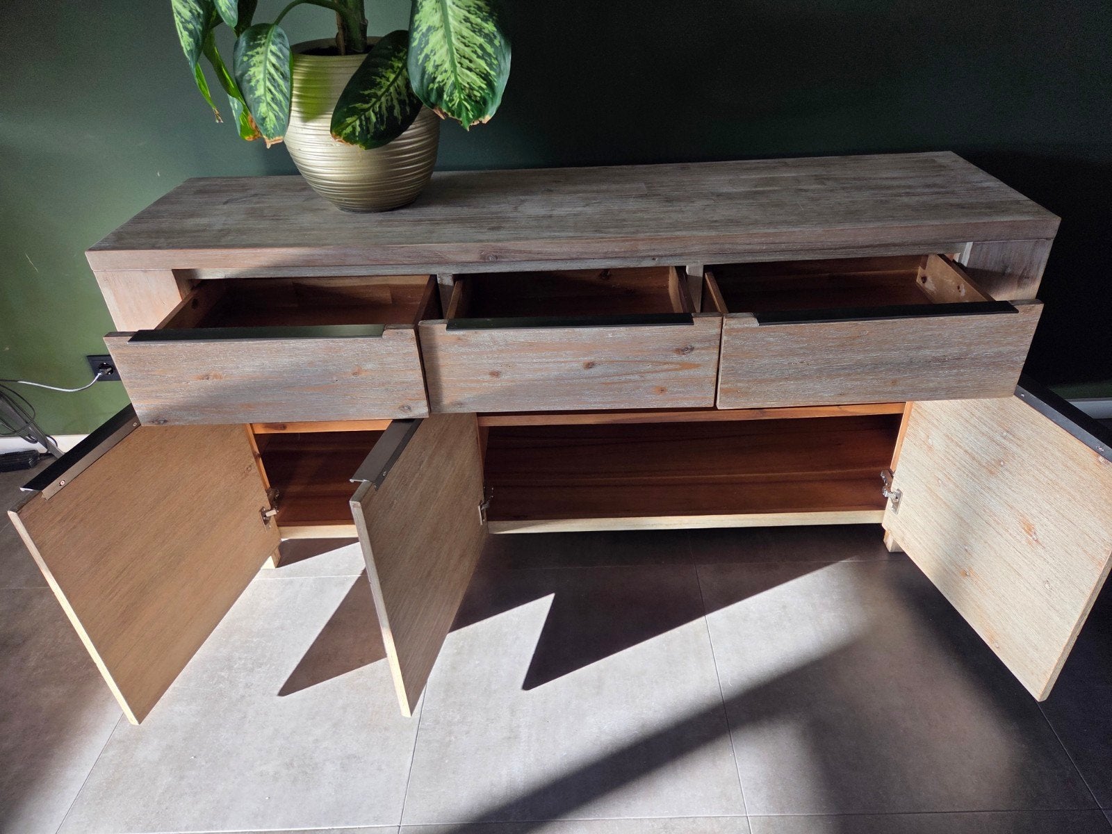 Massief Acacia Houten Dressoir van Pronto - 180 cm Breed, 150 tot 200 cm, Met lade(s), Zo goed als nieuw, Modern