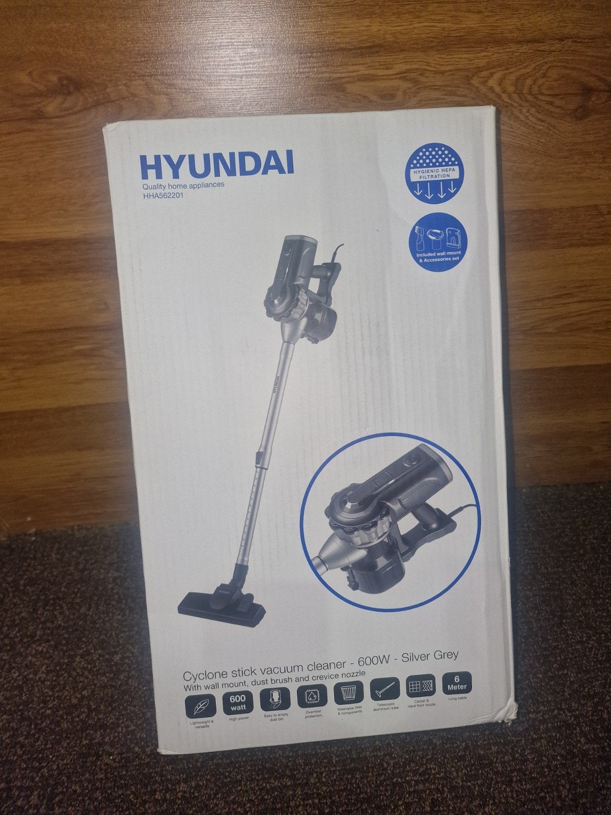 Hyundai HHA562201 Cycloon Steelstofzuiger 600W Zilver, Overige merken, Nieuw, Minder dan 1200 watt, Reservoir