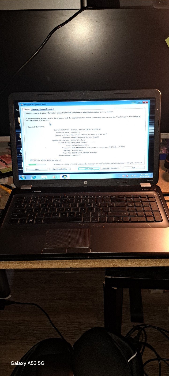 HP Pavilion g7 Notebook PC - AMD Athlon II P360, Computers en Software, Windows Laptops, Gebruikt, HDD, 2 tot 3 Ghz, Qwerty