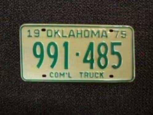 Kentekenplaat licenseplate Oklahoma Truck 1975 USA, Verzenden, Gebruikt, Auto's