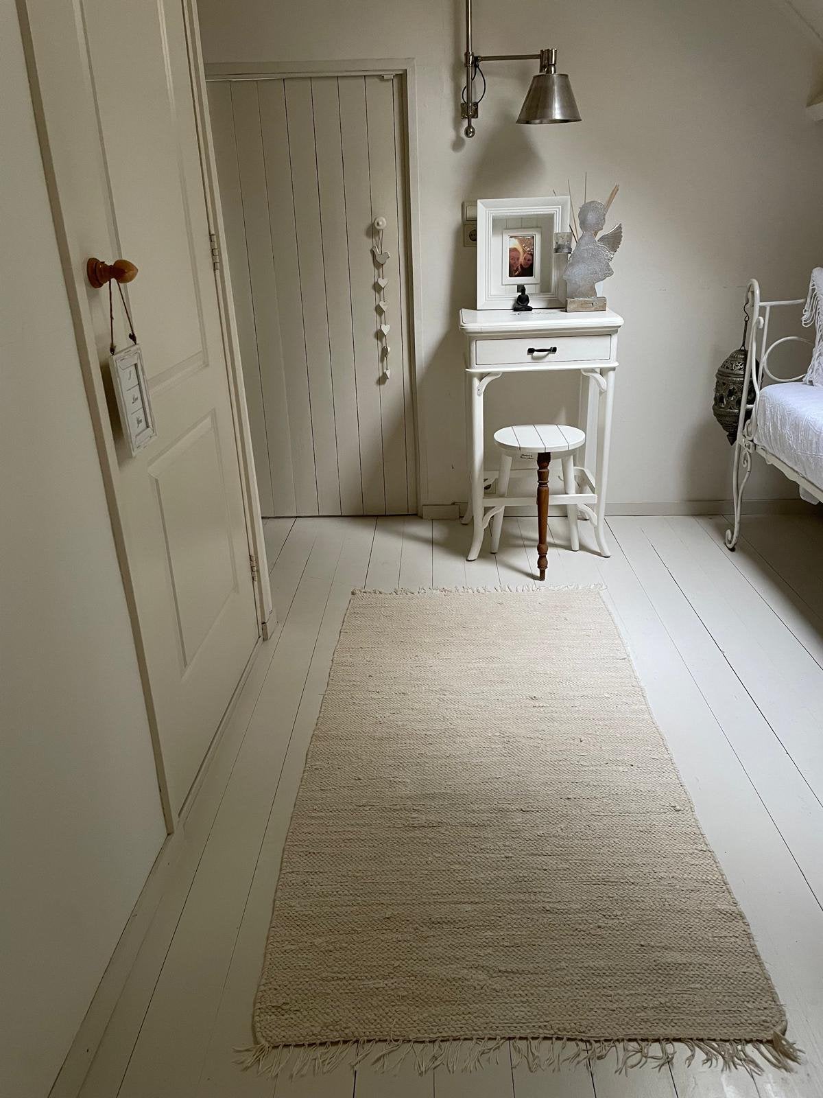 Perletta Vloerkleed Crème / Wit / 90 - 1.60 / 100 % Cotton, Ophalen of Verzenden, Zo goed als nieuw, Crème, Tapijt