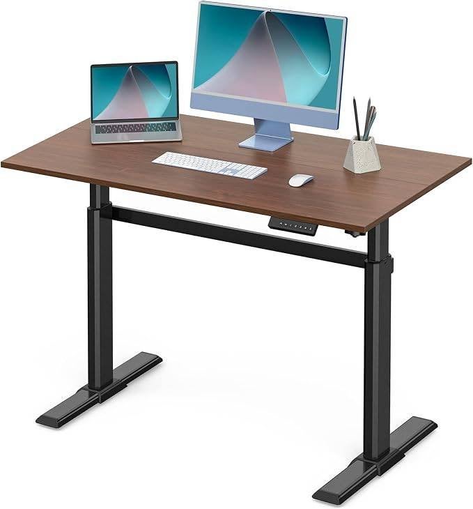Fenge Elektrisch Zit/Sta Bureau 110x60cm – Walnoot, Ophalen, Zit-sta bureau, 110 cm, Hout