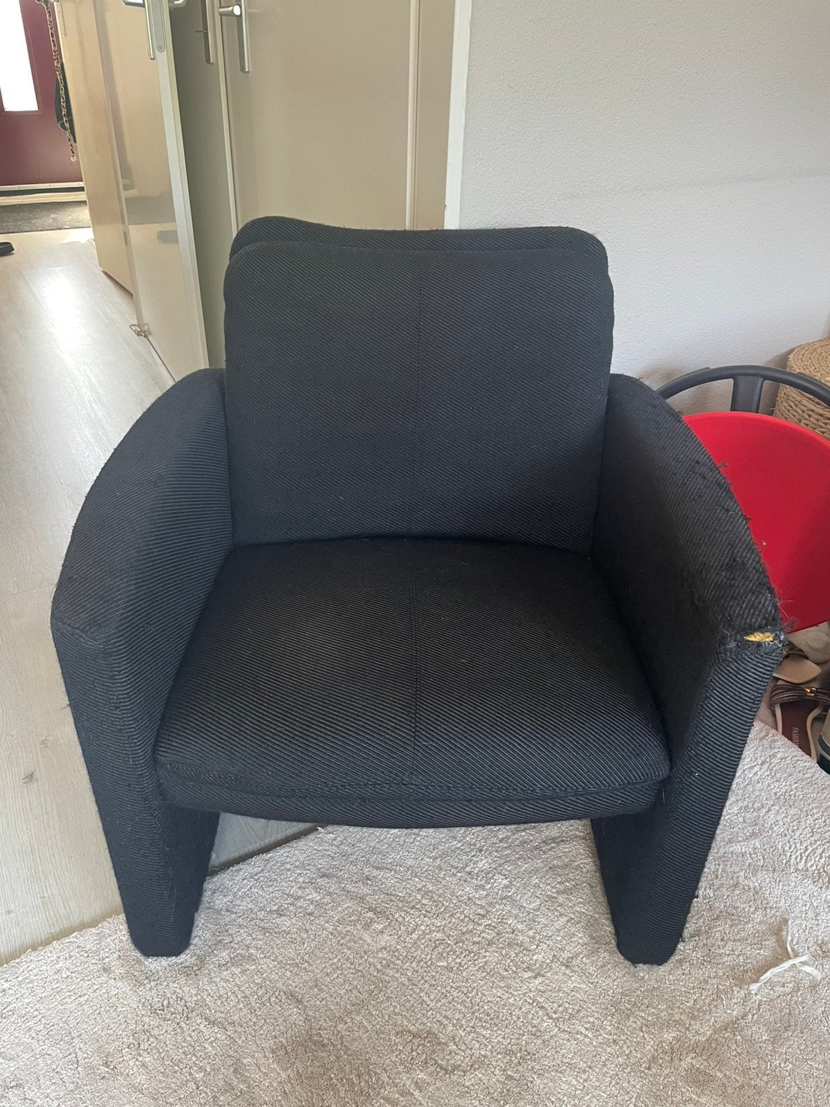Zwarte fauteuil, Ophalen, Gebruikt, Minder dan 75 cm, Stof