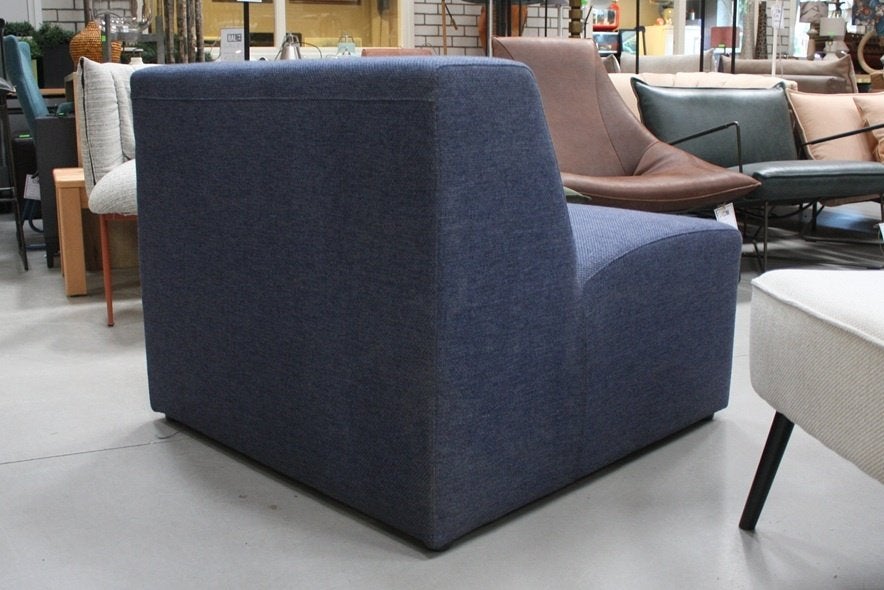 Leuke blauwe stoffen fauteuil lounge gamestoel 90 cm., Ophalen, 75 tot 100 cm, Zo goed als nieuw, 75 tot 100 cm