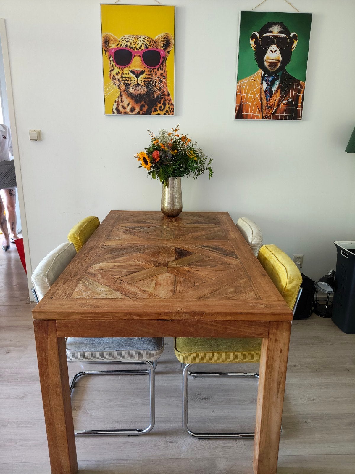 Robuste eettafel met Versaille Patroon, Huis en Inrichting, Tafels | Eettafels, Zo goed als nieuw, 50 tot 100 cm, 150 tot 200 cm