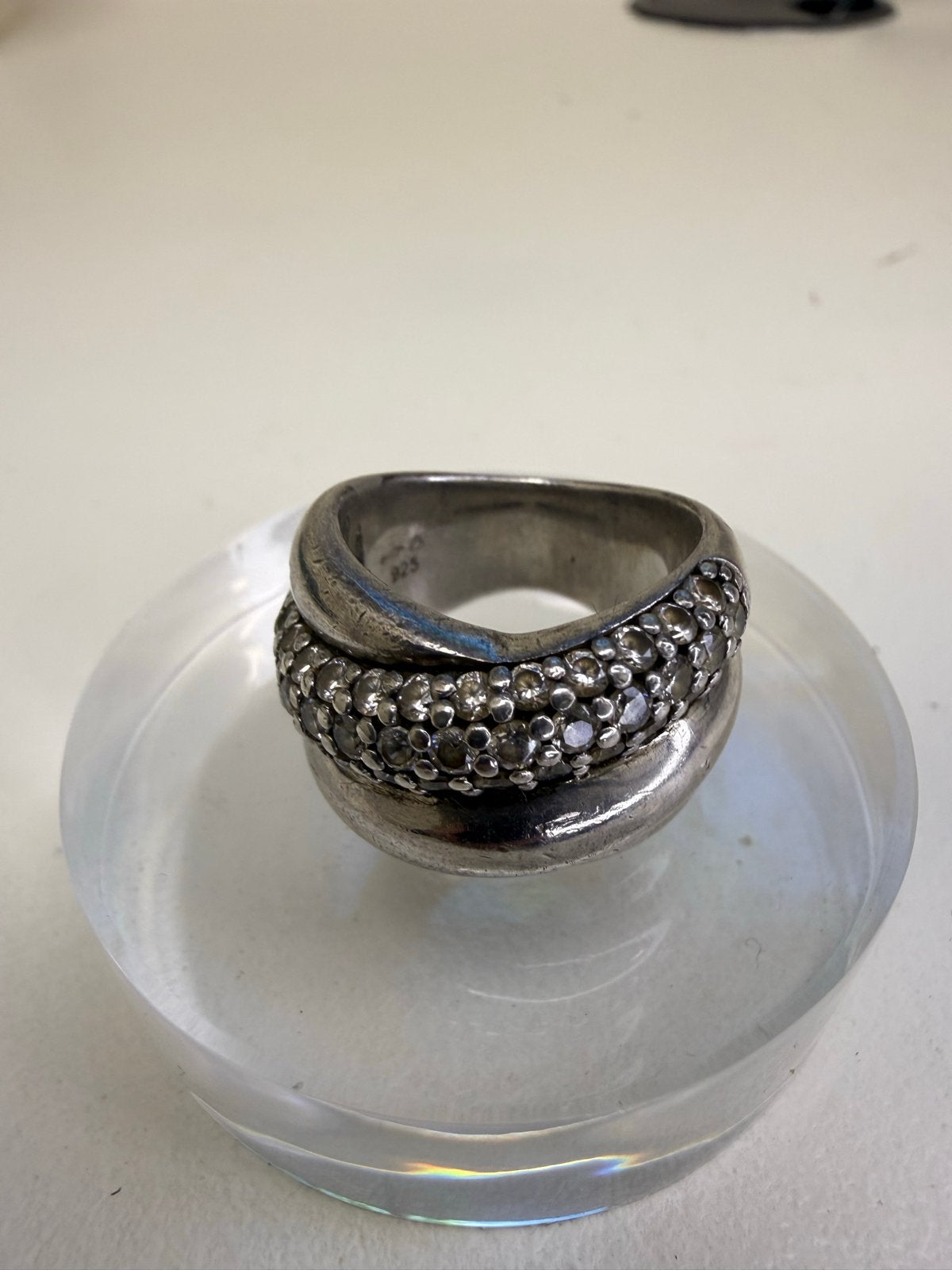 Tisento ring met steentjes - Maat 18 tot 19, 18 tot 19, Gebruikt, Verzenden, Met edelsteen