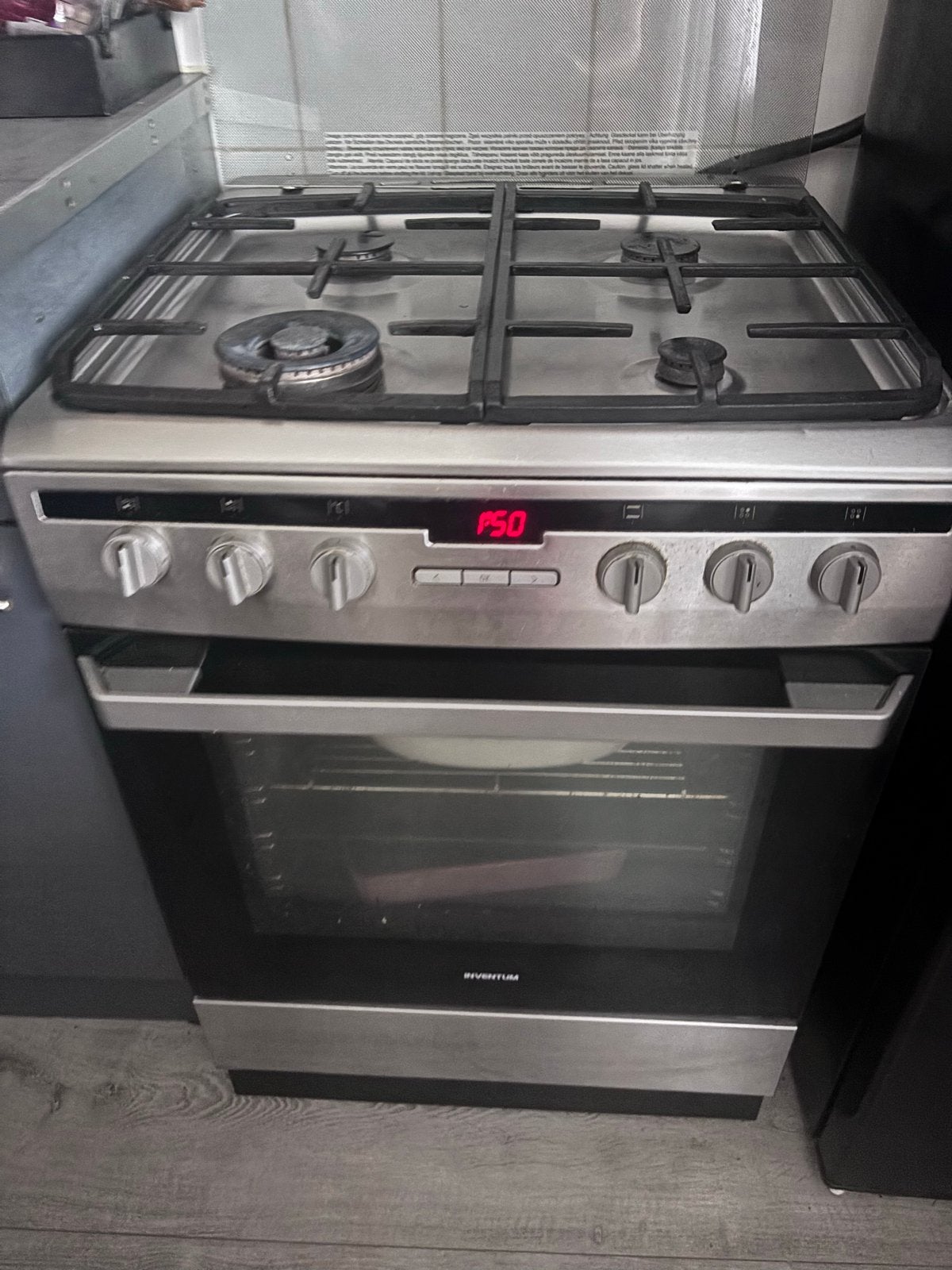 Inventum RVS Fornuis met Gas Kookplaat en Oven, Ophalen, Gebruikt, 60 cm of meer, 4 kookzones
