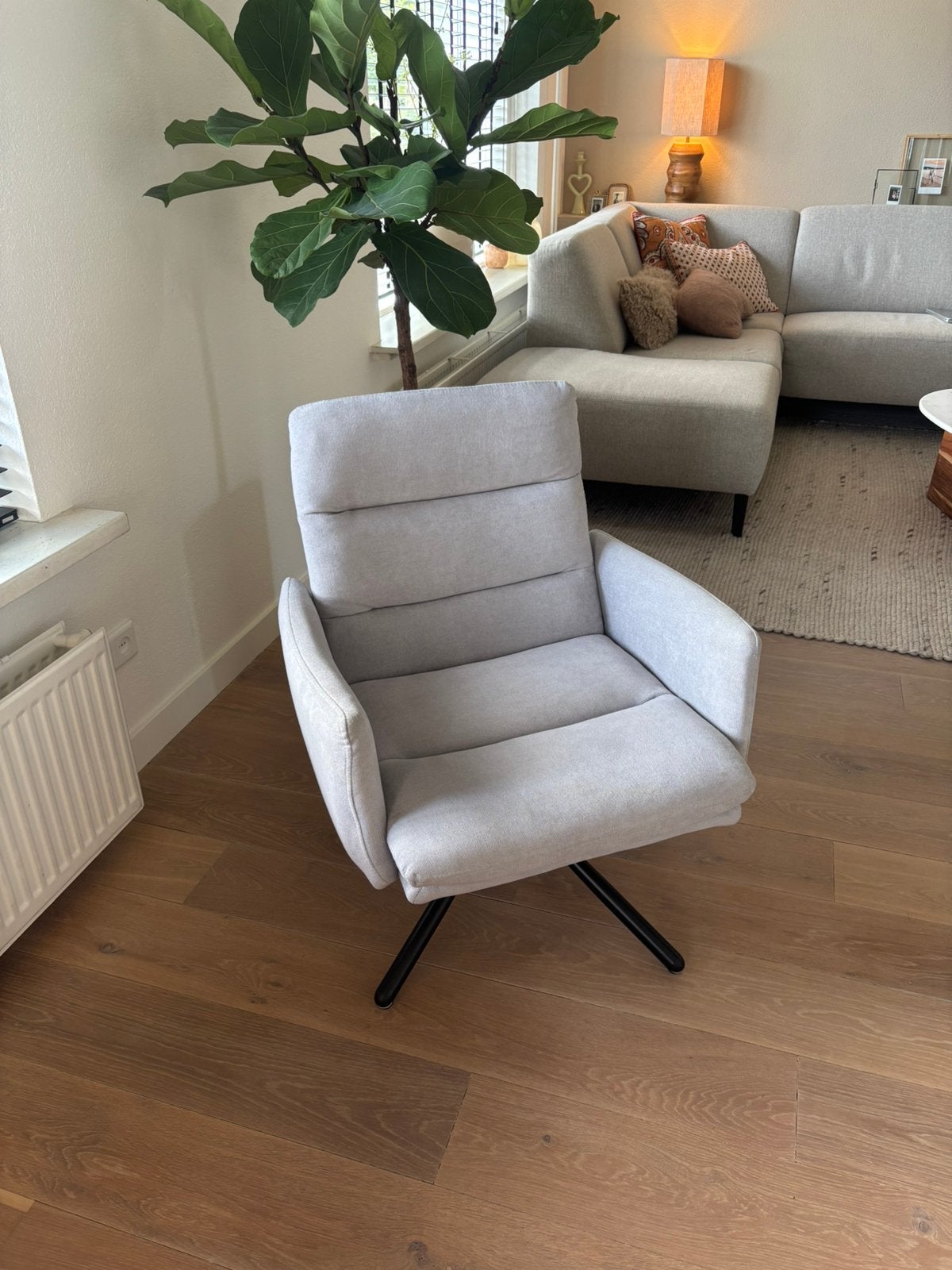 Draai fauteuil grijs Loods 5 (japandi, modern, scandinavich), Ophalen, Zo goed als nieuw