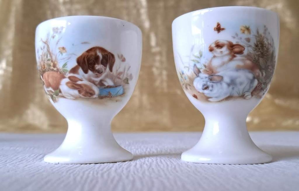 2 vintage eierdopjes van Royal Doulton Bone China dieren, Ophalen of Verzenden, Zo goed als nieuw