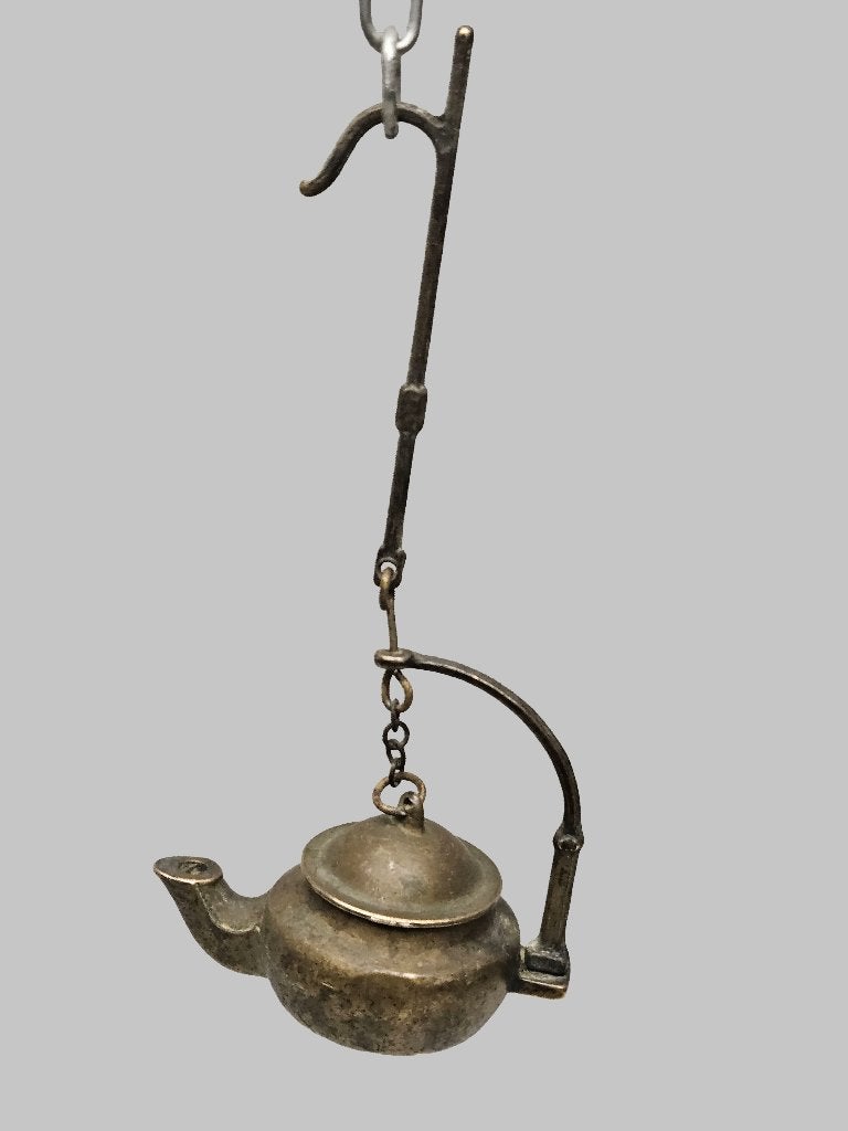 Antieke bronzen Olielamp / Weverslamp, Ophalen of Verzenden