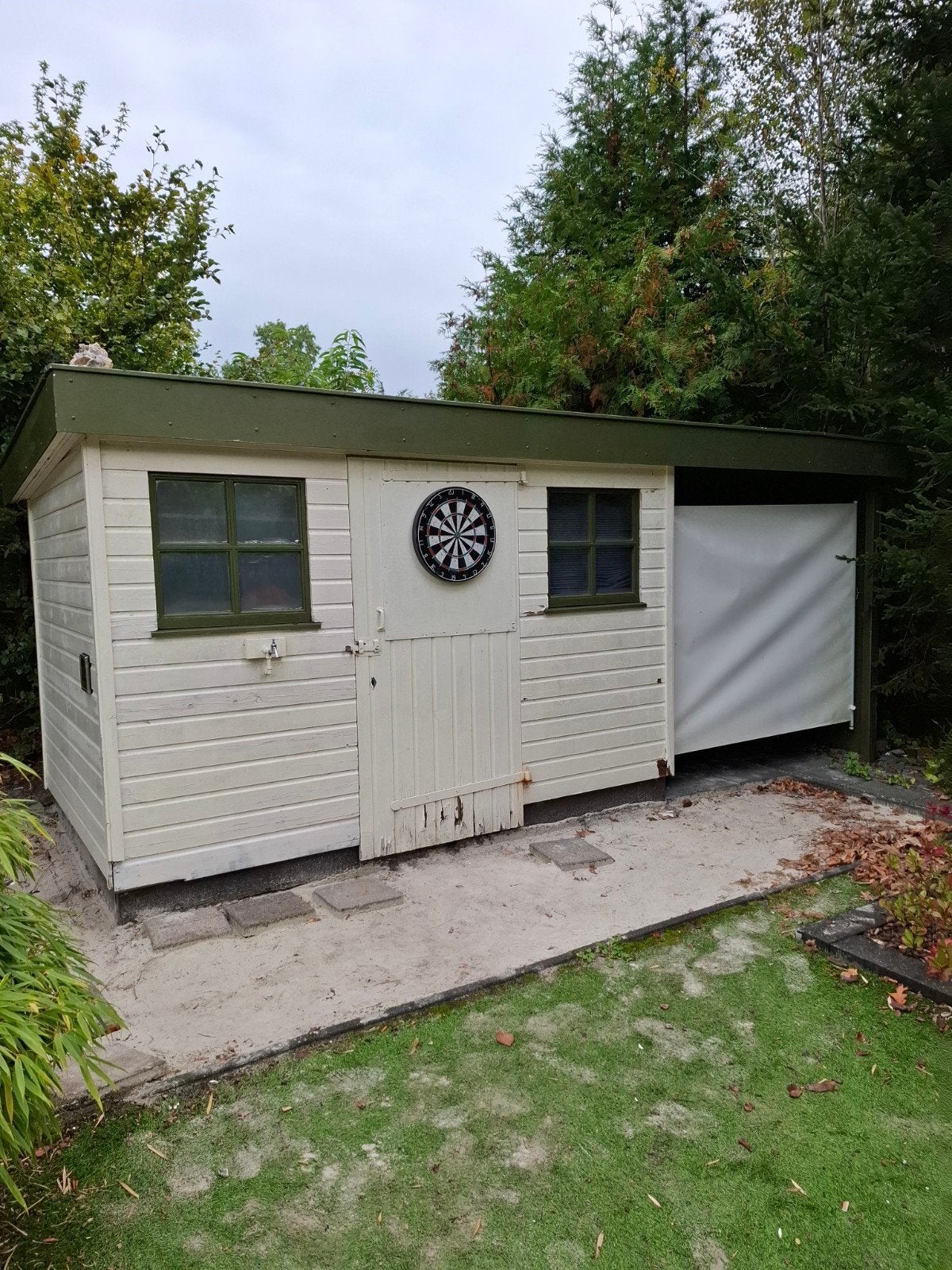 Tuinhuis met overkapping en ramen, Tuinhuis, 250 tot 500 cm, Ophalen of Verzenden, 2 ramen