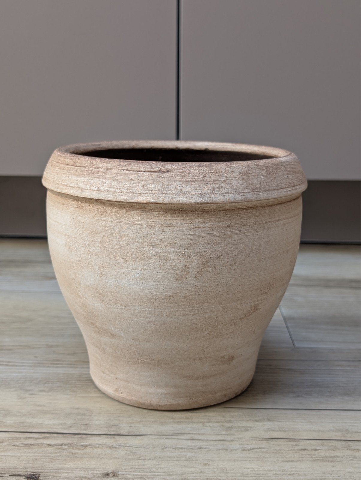 Bloempot (hoogte 18 cm, crème kleur, voor binnen), Ophalen, Rond, Binnen, Zo goed als nieuw