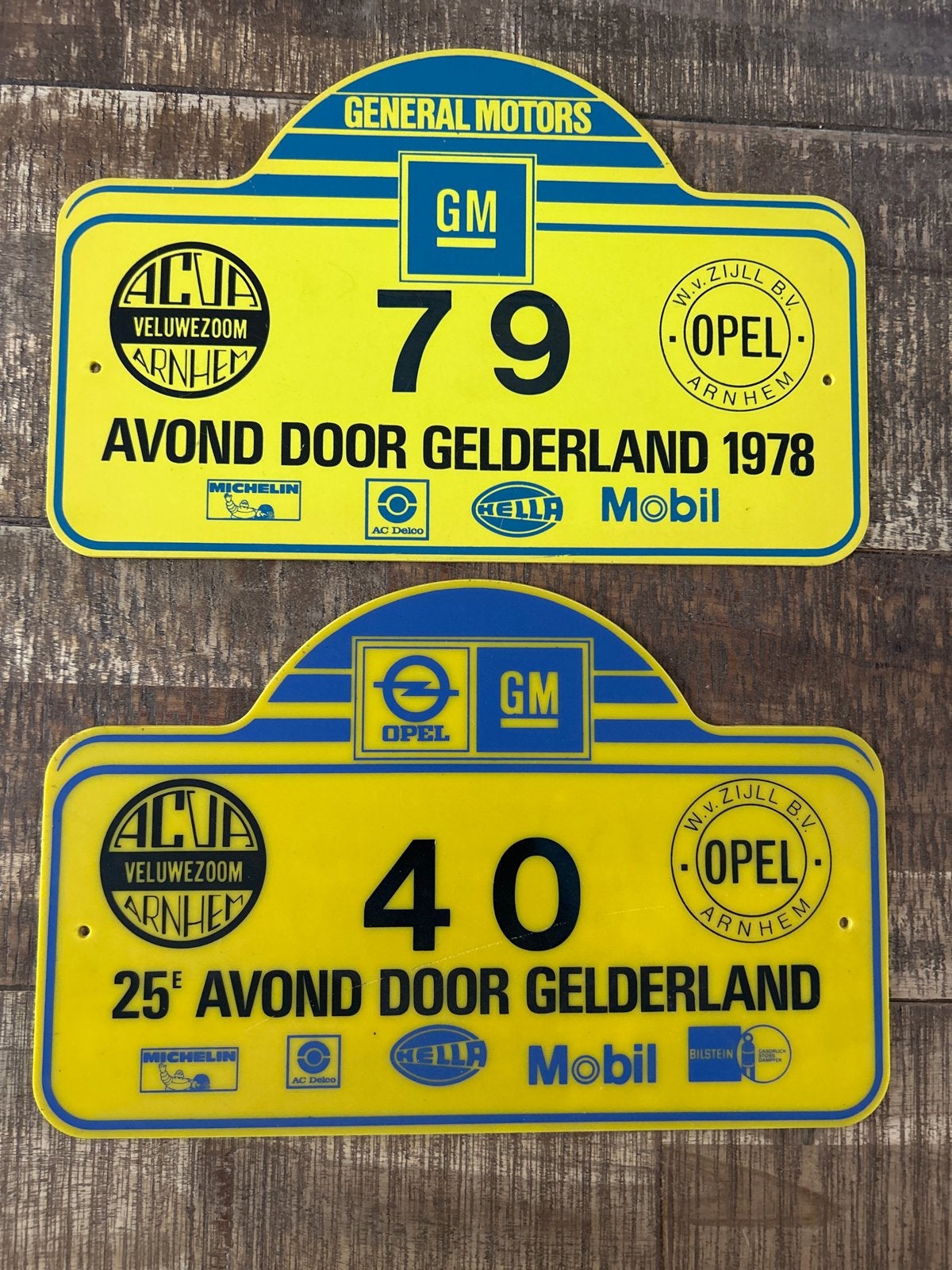 2 Vintage Rally Platen Avond door Gelderland 1978 & 1979, Ophalen of Verzenden, Gebruikt, Auto's