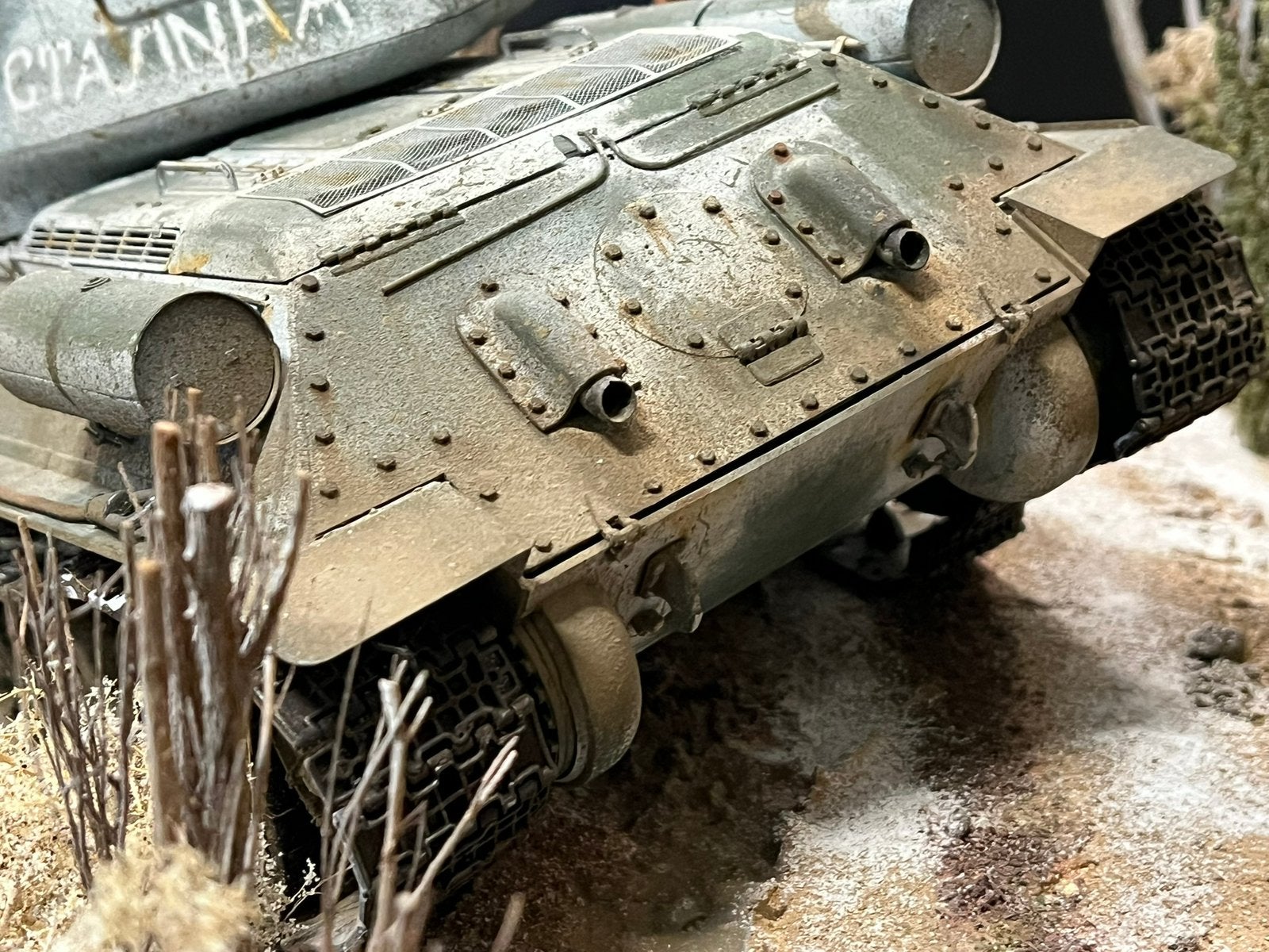 Grote T-34 winter 1/16 diorama!!, Ophalen, Groter dan 1:35, Zo goed als nieuw, Nvt