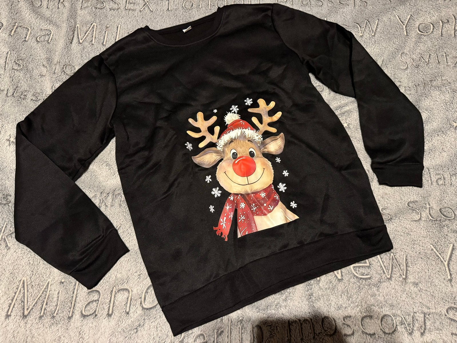 Kersttrui met rendierprint - Zwart, Ophalen of Verzenden, Nieuw, Maat 52/54 (L), Zwart