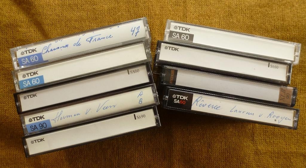 13x Cassettebandjes  (12x TDK SA-90 en SA-60, 1x Maxell), Gebruikt, 2 t/m 25 bandjes, Ophalen of Verzenden, Voorbespeeld