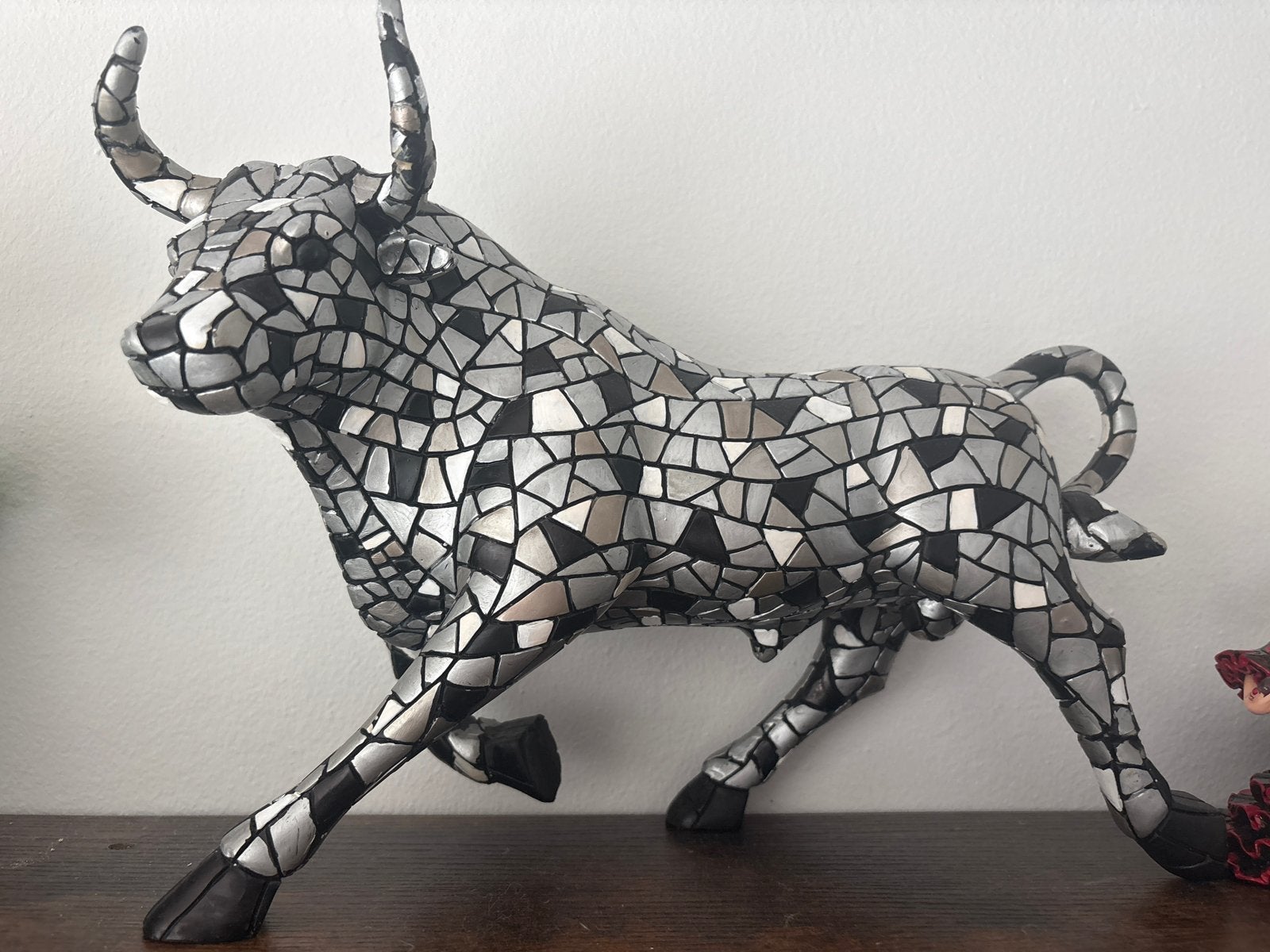 Barcino Stier Mozaïek Beeld - Zilverkleurig, 20 - 50 cm, Beeld, Composieten, Europa