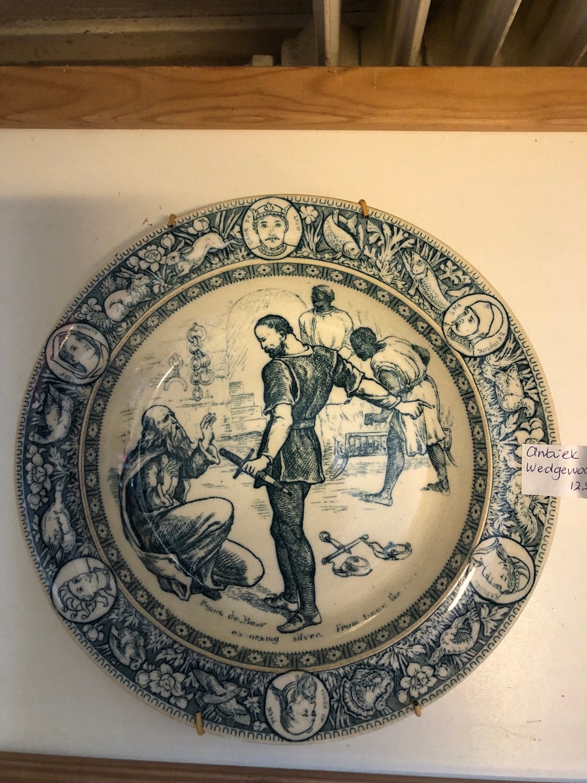 Antiek Wedgwood bord: Frank de Beer en zilver, Ophalen of Verzenden
