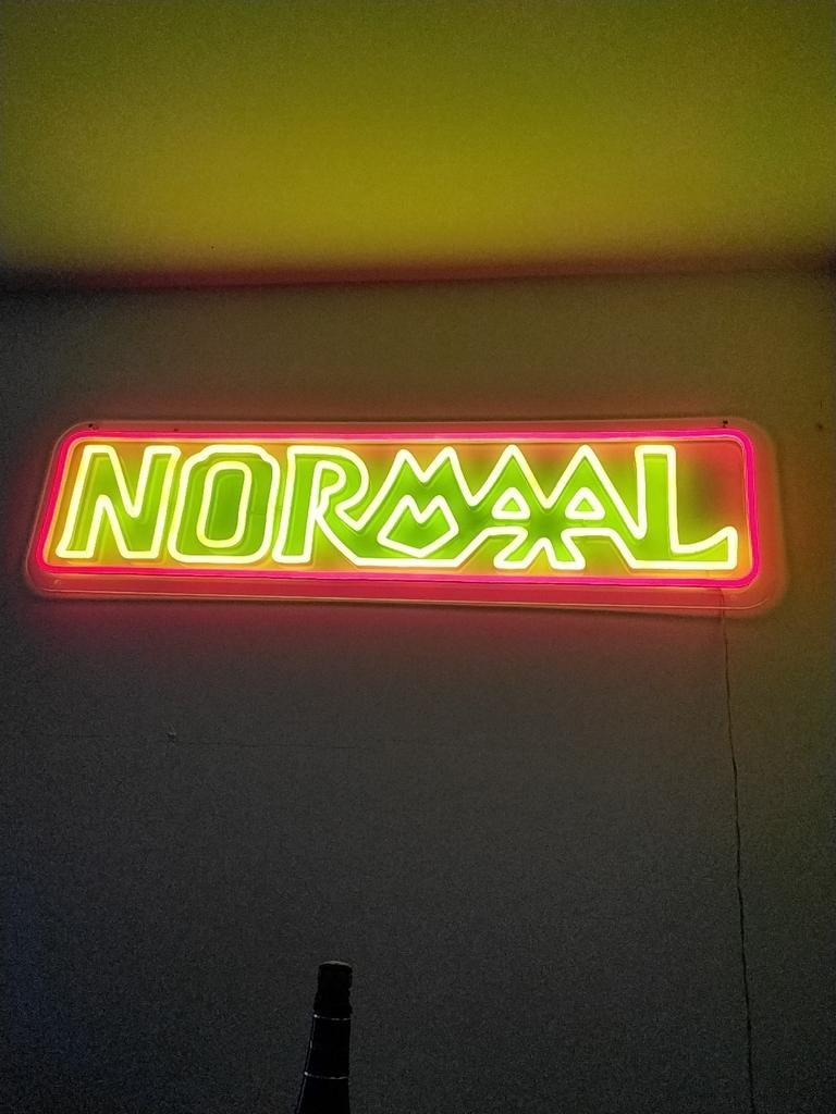 Neonreclame 'NORMAAL' - Uniek lichtobject 115cm lang, Ophalen of Verzenden, Zo goed als nieuw, Modern, Retro, Industrieel