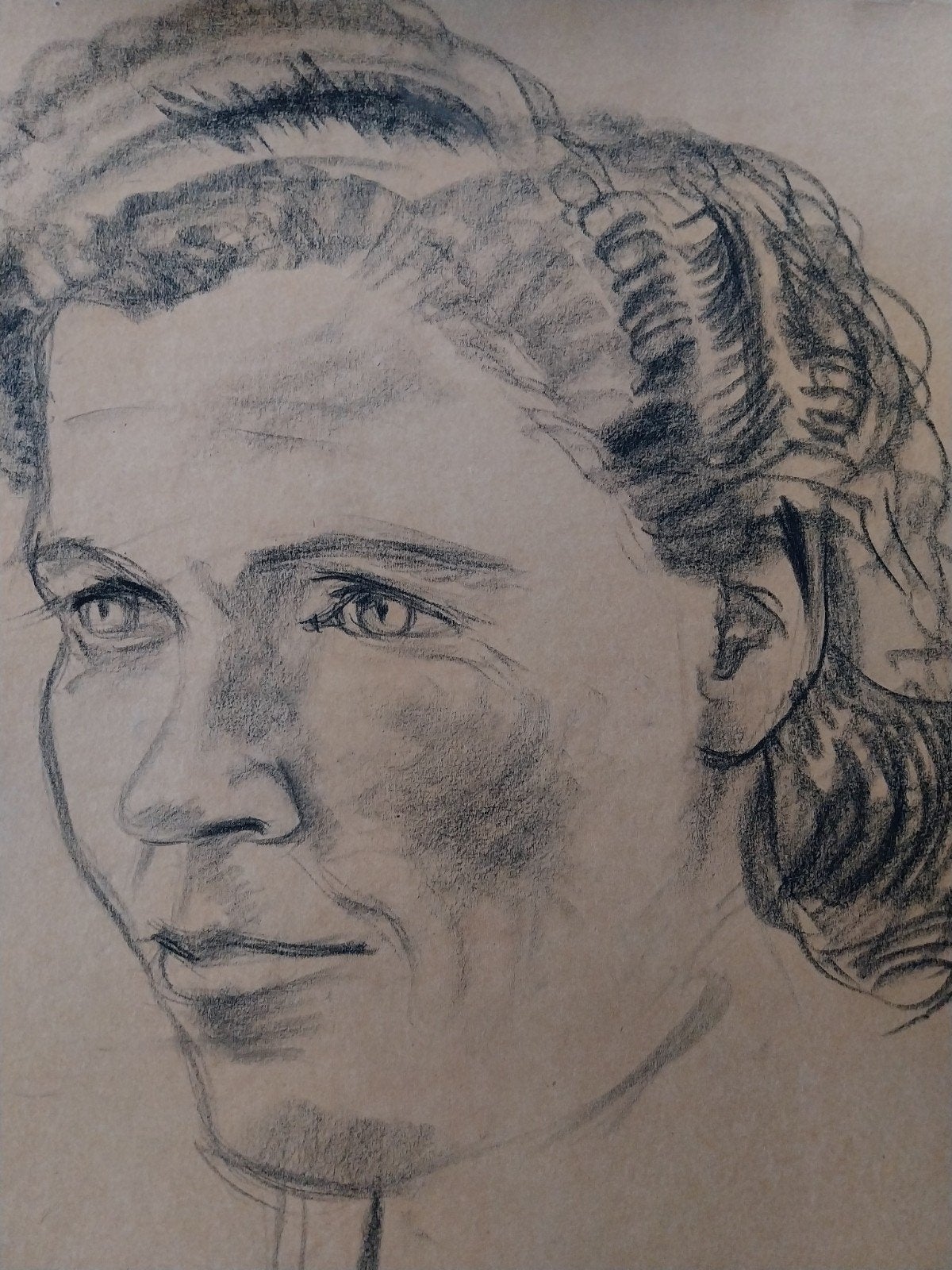 Portret van een vrouw, getekend Flip Hamers 1909-1995., Ophalen of Verzenden, Tekening, Potloodtekening, Gesigneerd