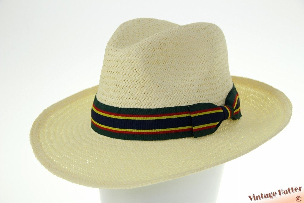 Panama gleufhoed met groen blauwe band 54 - 59 Nieuw 1 size, Ophalen of Verzenden, Nieuw, One size fits all, Hoed