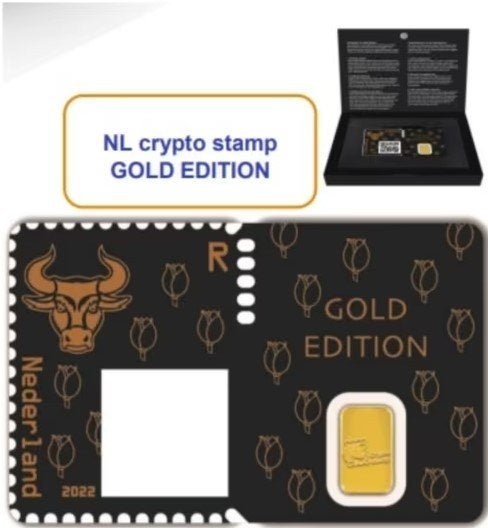 NFT crypto postzegel / stamp Bull / Stier GOLD edition, Ophalen of Verzenden, Postfris, Overige thema's