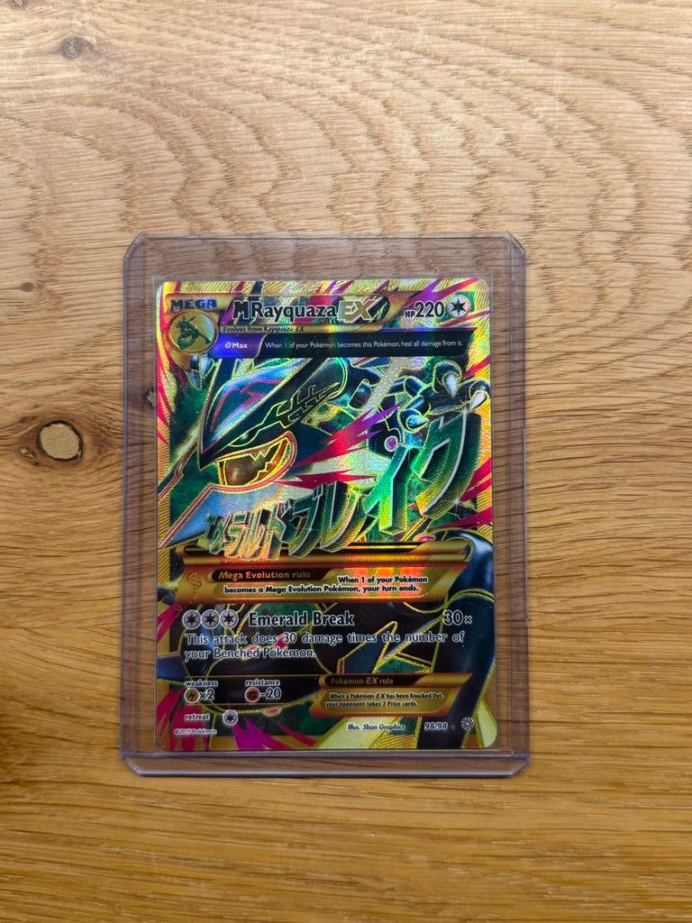 M Rayquaza EX #98 Pokémon Kaart - Full Art Holo, Ophalen of Verzenden, Zo goed als nieuw, Losse kaart, Foil