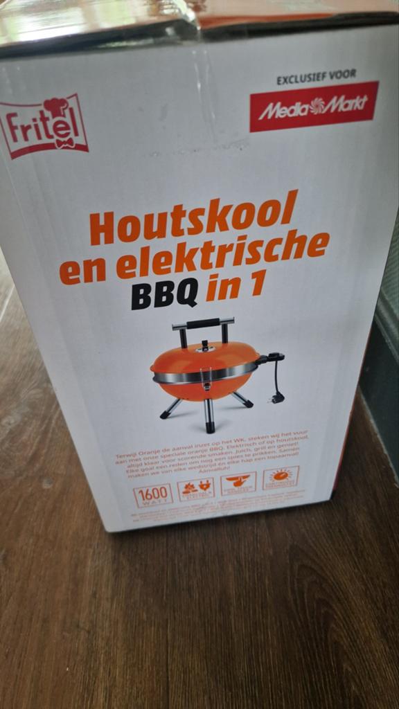 BBQ elektrisch en houtskool oranje NIEUW, Ophalen of Verzenden