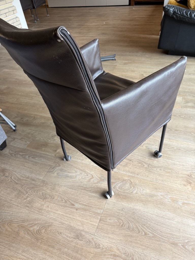 Set van 6 Montis Chaplin designstoelen (bruin leder), Ophalen, Gebruikt, Bruin, Leer