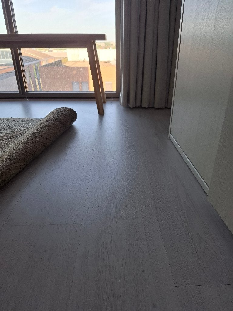 Laminaat grijs ong 60.m2, Ophalen, Gebruikt, 50 tot 150 cm, 10 m² of meer