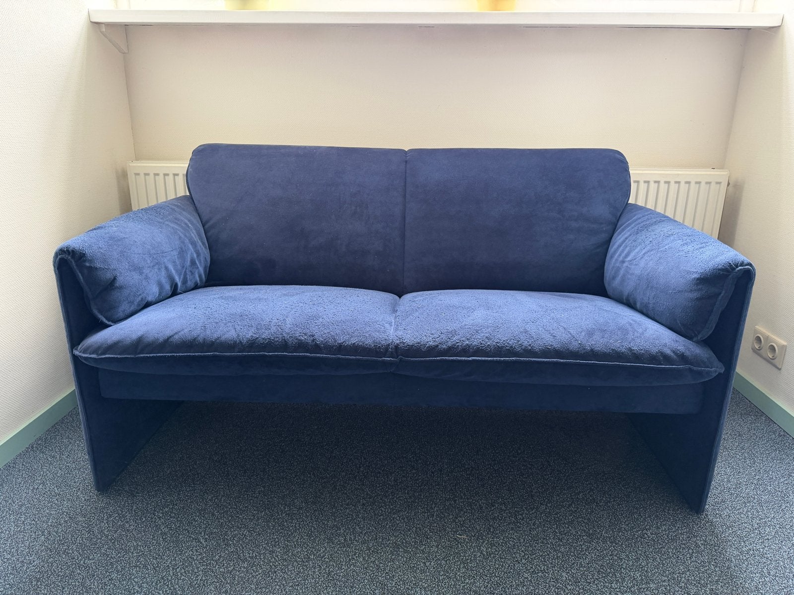 Leolux 2-zitsbank - blauw Alcantara (2 stuks aanwezig), Ophalen, Gebruikt, 150 tot 200 cm, Tweepersoons
