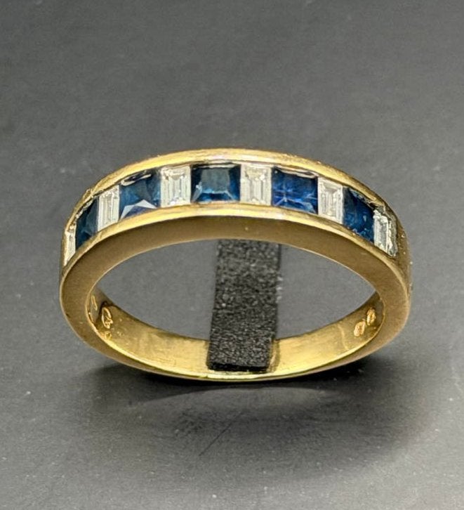 18K gouden ring 1.75ct natuurlijke diamant saffier- 18,5mm, 18 tot 19, Ophalen of Verzenden, Zo goed als nieuw, Met edelsteen