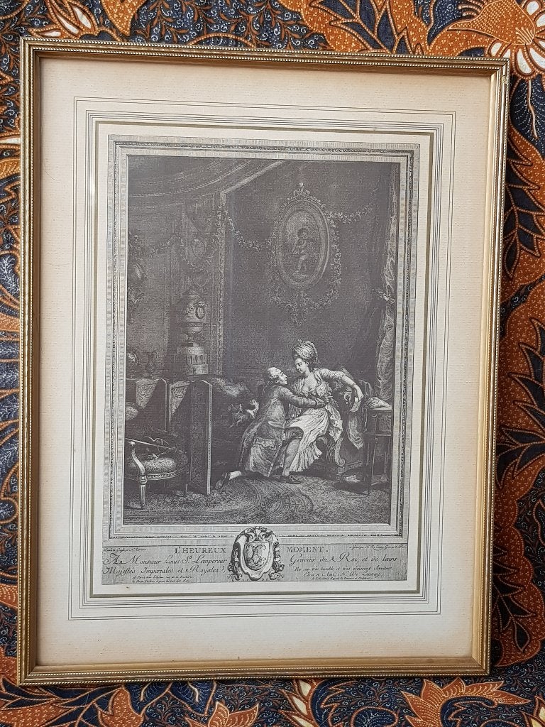 Prachtige originele antieke ingelijste ets uit Frankrijk., Dagelijks leven, 1800 - 1899, Ets, Ophalen of Verzenden