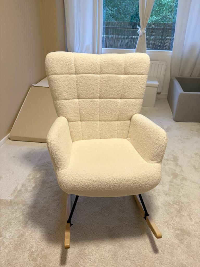 Schommelstoel met armleuning Teddystof *NIEUW*, Huis en Inrichting, Fauteuils, Ophalen, Nieuw, 75 tot 100 cm, Stof