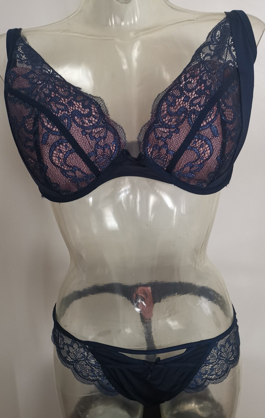 Hunkemoller Nieuw luxe setje BH 85F /L, Hunkemöller, Verzenden, Blauw, Setje
