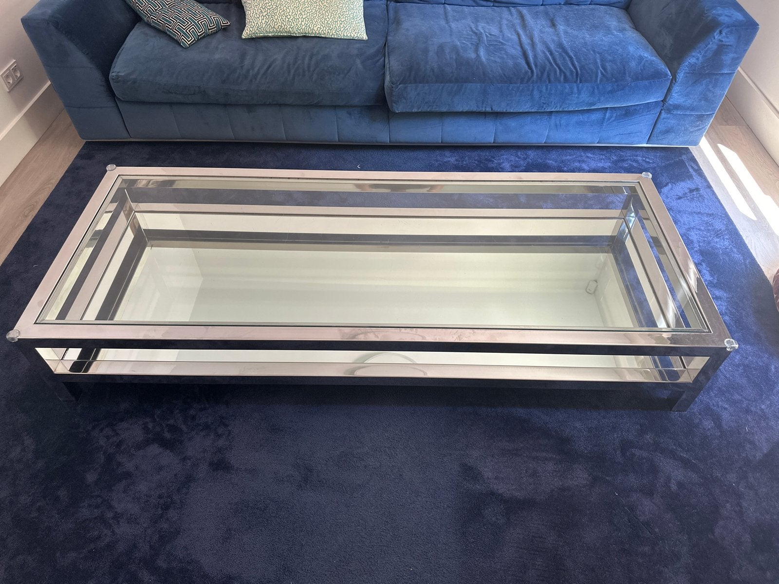 Glazen salontafel Jan des Bouvrie - 200x80x35 cm, Ophalen, Gebruikt, 200 cm of meer, 50 tot 100 cm