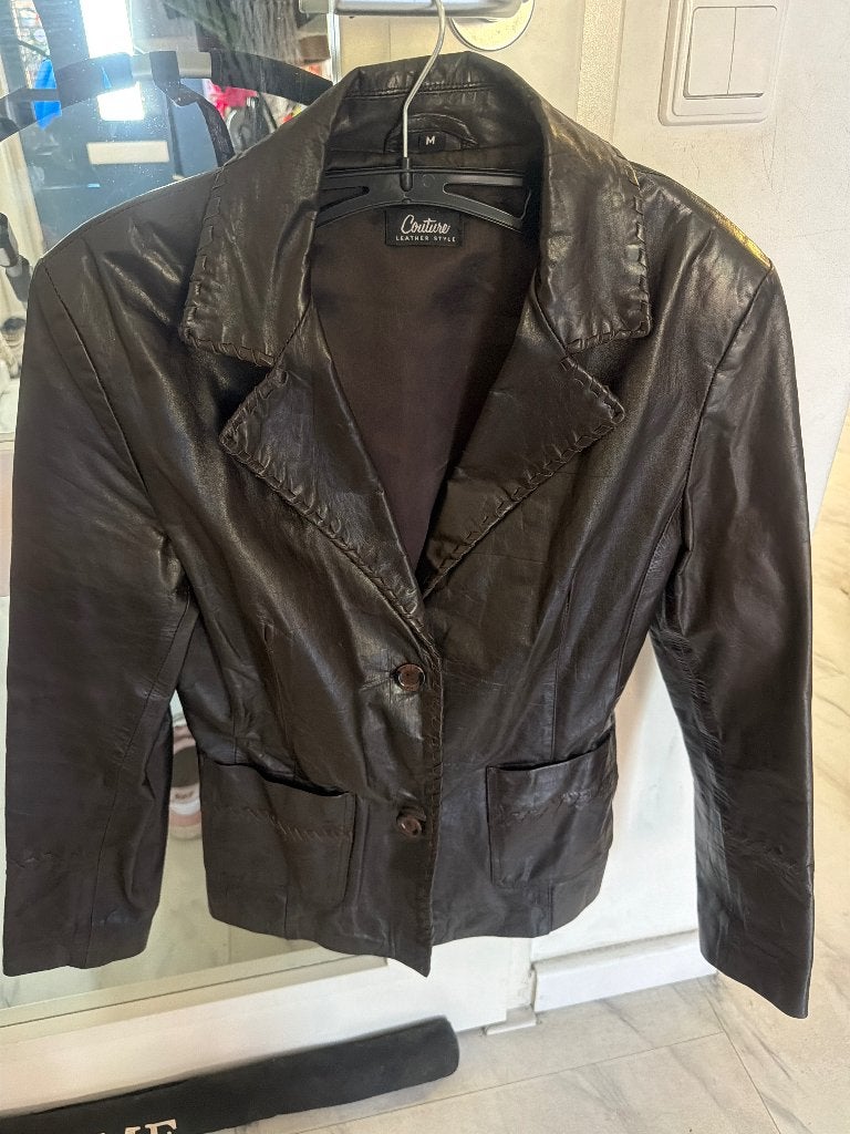 Leren jack bruin maat M, Ophalen of Verzenden, Zo goed als nieuw, Maat 38/40 (M), Bruin