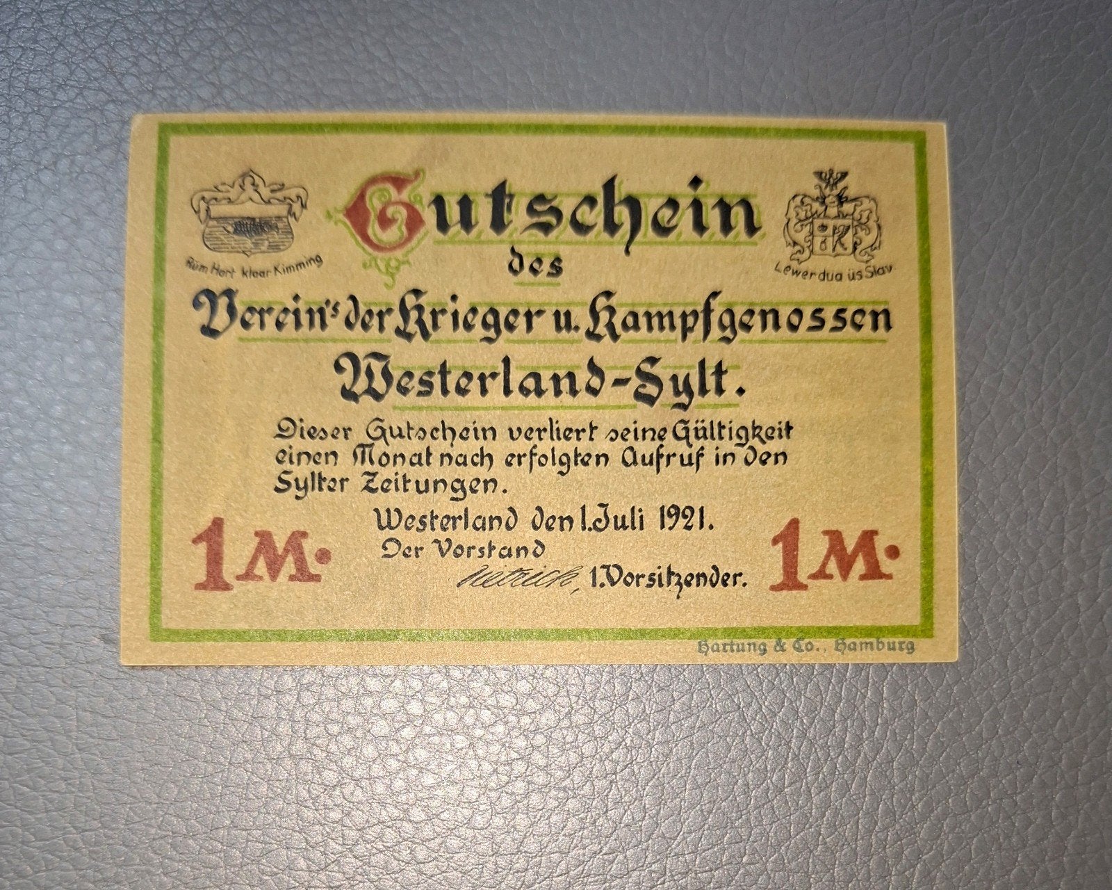 Duits Notgeld Westerland/ Sylt Noodgeld, Ophalen of Verzenden, Duitsland